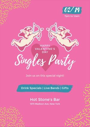 event, celebration, bachelor party, Valentine's Day Singles Party Flyer Template