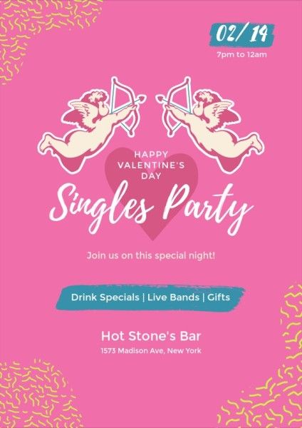 event, celebration, bachelor party, Valentine's Day Singles Party Flyer Template
