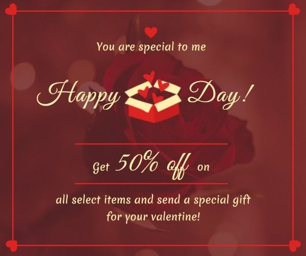 valentines day, sale, sales, Happy Valentine's Day Promotion Facebook Post Template
