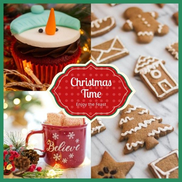 holiday, celebration, photo collage, Christmas Feast Instagram Post Template