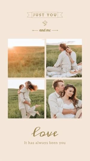 valentines day, romantic, lover, Beige Love Couple Valentine Collage Photo Collage 9:16 Template