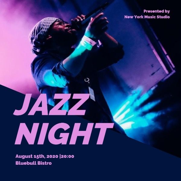 jazz music, music night, music performance, Crazy Jazz Night Instagram Post Template