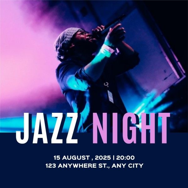 jazz music, music night, music performance, Crazy Jazz Night Instagram Post Template