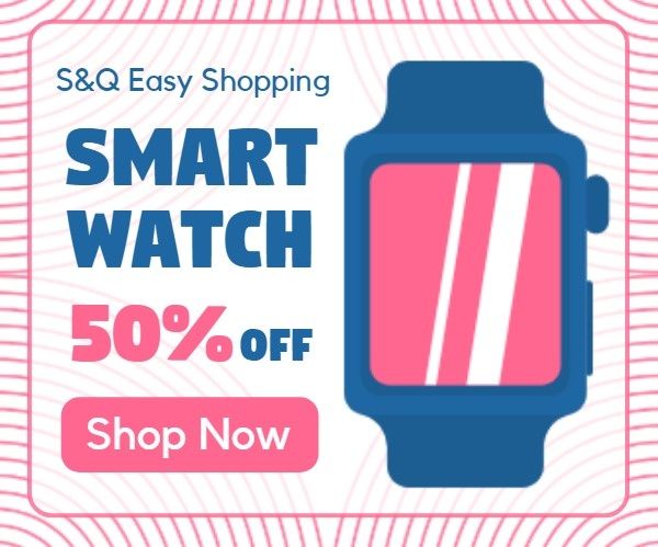 discount, gadget, business, Smart Watch Online Sale Banner Ads Large Rectangle Template