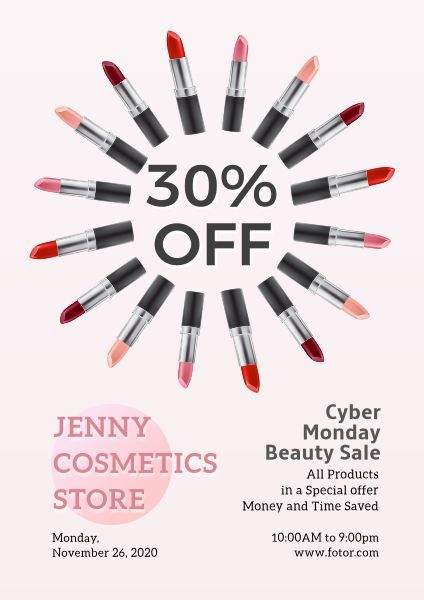 promotions, makeup, discounts, Cosmetics Discount Poster Template