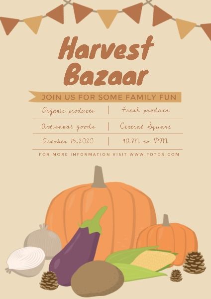 retail, marketing, harvest bazaar, Harvest farm market Poster Template