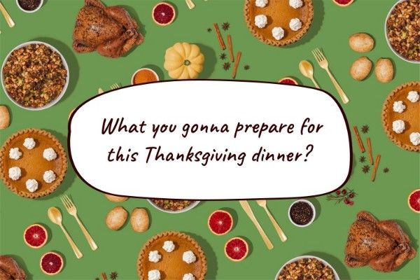 绿色五颜六色图案感恩节晚餐食谱 博客封面