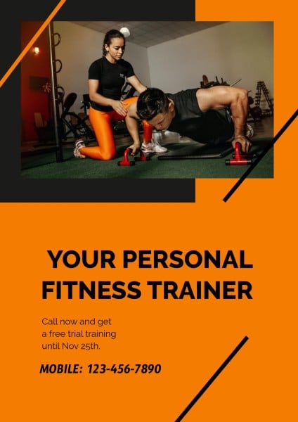 Yellow Personal Fitness Trainer Poster