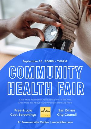 hospital, life, medical, Blue Community Health Fair Poster Template