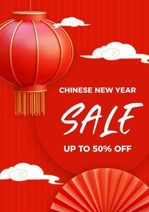 Red Chinese New Year Sale Poster