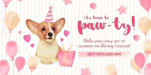 pet birthday, animal, celebration, Pink Dog Birthday Party Invitation  Twitter Post Template