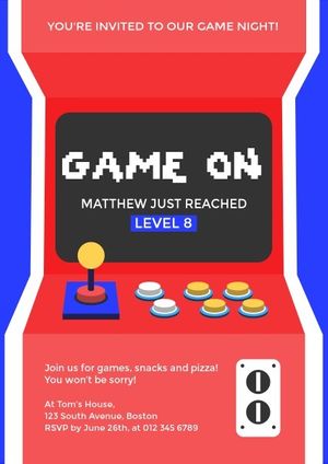 gaming, fun, entertainment, Game Machine Invitation Template