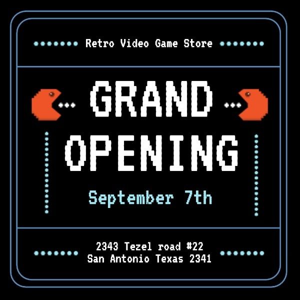 game, gaming, sale, Black Video Store Grand Opening Instagram Post Template