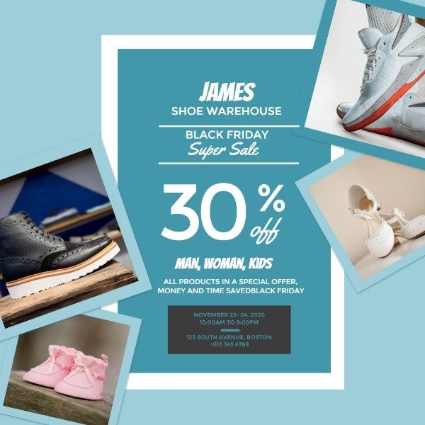 business, discount, promotion, Black Friday Shoe Store Sale Instagram Post Template