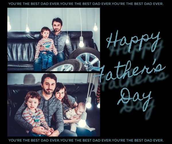 dad, family, celebration, Black Cool Father's Day Collage Facebook Post Template