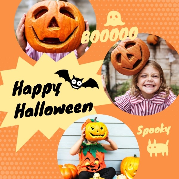 Yellow Halloween Holiday Collage Instagram Post
