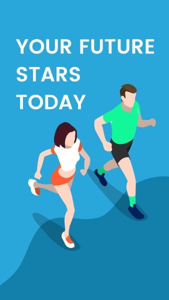 Blue Running Sport Cartoon Instagram Story