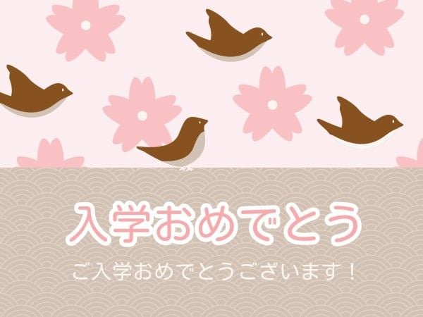 student, school, piegon, Pink Flower Bird Homecoming Card Template