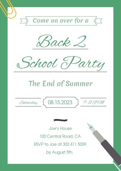 back to school party, party, event, Back To School Invitation Template