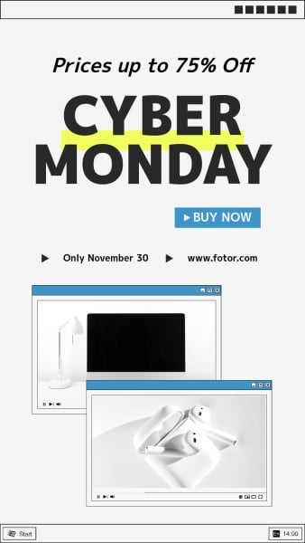 White Cyber Monday Sale Instagram Story