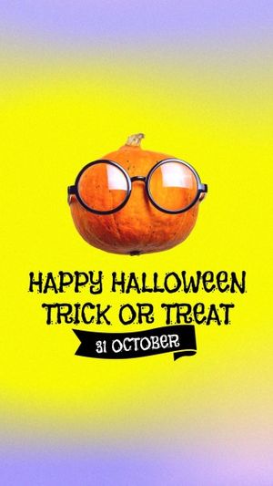 halloween, trick or treat, spooky, Yellow Gradient 3D Hallowween Instagram Story Template