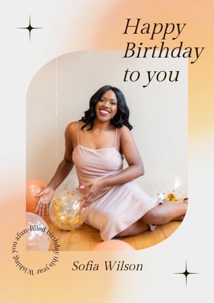 greeting, celebration, photo, Orange Gradient Happy Birthday Poster Template