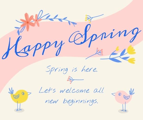 flower, bird, birds, Happy Spring Facebook Post Template