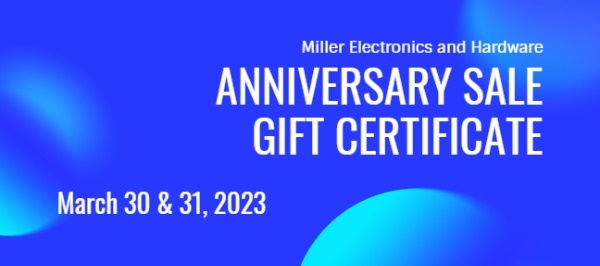 Anniversary Sale Gift Certificate Gift Certificate