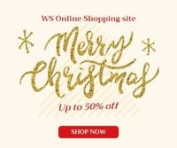 Golden Merry Christmas Super Sale Banner Ads Medium Rectangle