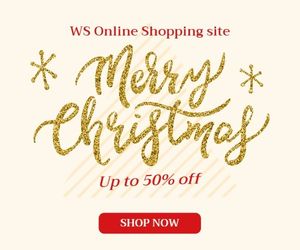shopping, online, discount, Golden Merry Christmas Super Sale Banner Ads Medium Rectangle Template