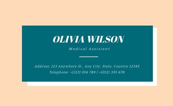 clinic, hospital, health, Green And Pink Simple Medical Assistant Business Card Template