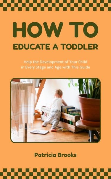 kid, baby, kids, Orange Toddler Education Book Cover Template