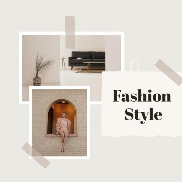 simple, classic, modern, White Fashion Style  Photo Collage (Square) Template