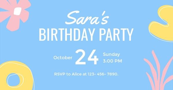 celebration, invitation, invite, Blue Simple Birthday Party Facebook Event Cover Template