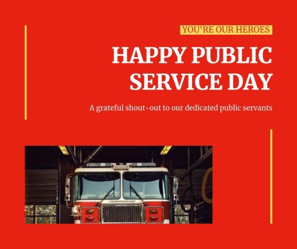 life, safety, security, Red Happy Public Service Day Facebook Post Template