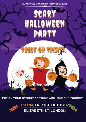 children, dress up, pumpkins, Halloween Party Poster Template
