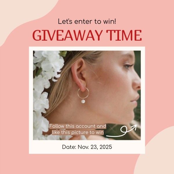 social media, fashion, account, Pink Branding Giveaway Time Instagram Post Template