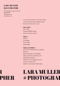 Illustrator Pink Resume