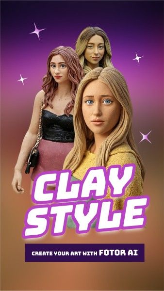 clay style,  ai, funny, AI Clay Filter Fashion Portrait Instagram Story Template