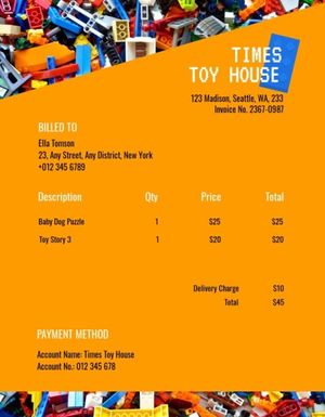 shop, retail, sale, Toy House Invoice Template