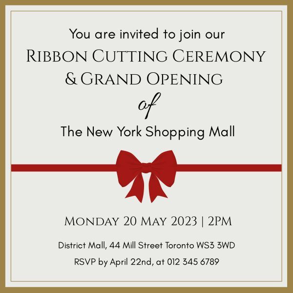 Simple Paper Ribbon Cutting Invitation Instagram Post Template and ...