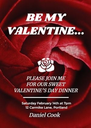 love, anniversary, event, Red Rose Valentine's Day Invitation Template