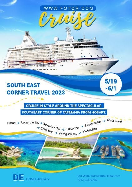 voyage, tourism, touring, Summer Cruise Traveling Poster Template