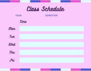 粉红色背景类时间表 课程表