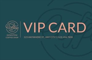 membership card, id number, store, Dark Green Coffee Shop Vip Card ID Card Template