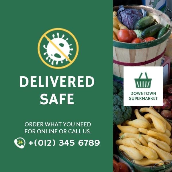 vegetable, order online, food, Delivered Safe Instagram Post Template