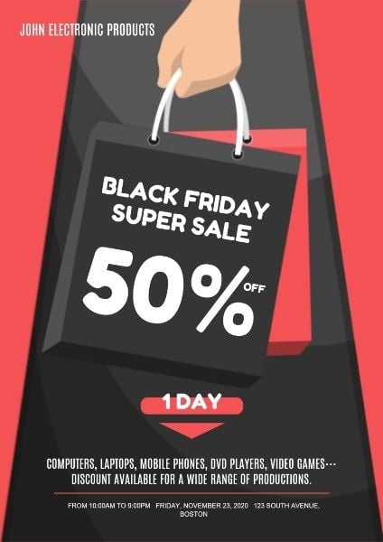 electronics, merchandise, promotions, Black Friday Digital Product Sales Poster Template