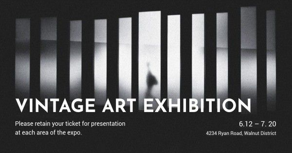 photography, film, photo, Black Simple Modern Art Exhibition Facebook Event Cover Template