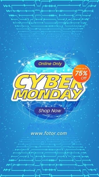 sale, online shopping, social media, Blue Cyber Monday Online Shop Instagram Story Template