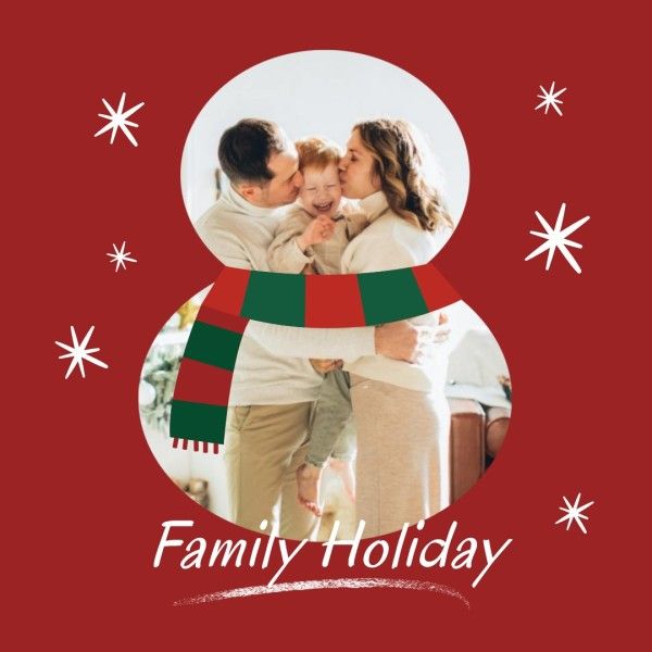christmas, merry christmas, happy, Red Family Holiday Photo Collage (Square) Template